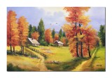 Cumpara ieftin Tablou peisaj din natura pictat manual living, Pe-un picior de plai, pe-o gura de rai, 120x80cm ulei pe panza, gata de expus pe perete