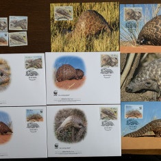 mozambic - pangolin - serie 4 timbre MNH, 4 FDC, 4 maxime, fauna wwf