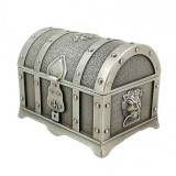 Cumpara ieftin Caseta Bijuterii Antimoniu Treasure Chest WZ212 Watchbox, Gri Metalic, Cufar, 72x52x50mm, Catifea Neagra Interior