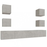 Cumpara ieftin Set dulapuri TV, 6 piese, gri beton, lemn prelucrat