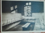 Carte postala, Scoala Centrala de Fete din Bucuresti.Sala de spalat dintre dormitoarele 1-2, perioada interbelica