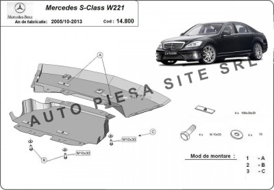 Scut metalic motor Mercedes S-Class W221 fabricat in perioada 2005 - 2013 APS-14,800 foto