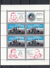 ROMANIA 1971 LP 772 a APOLLO 15 BLOC DANTELAT MNH foto