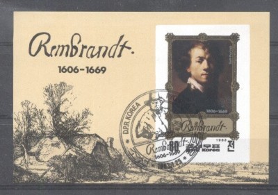 Korea 1983 Paintings, Rembrandt, imperf. sheet, used T.271 foto