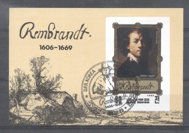 Korea 1983 Paintings, Rembrandt, imperf. sheet, used T.271