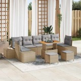 vidaXL Set de canapele pentru grădină cu pernă 10 pcs Bej Rattan poli