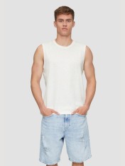 Tricou barbati din bumbac fara maneci si croiala Regular fit, Alb, 2XL foto