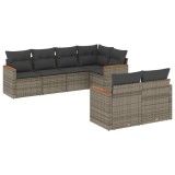 Cumpara ieftin Set canapele de gradina, 7 piese, cu perne, gri, poliratan