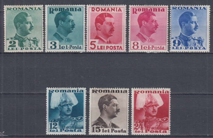 ROMANIA 1940 LP 140 CAROL II CULORI SCHIMBATE SERIE SARNIERA