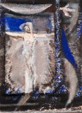 Ion Salisteanu (1929-2011) - Crist, Tempera/Ulei, Colaj, 69.5x49.5 cm, Certificat Autenticitate