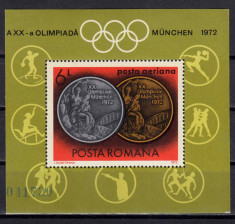 Medalii olimpice Munchen colita neuzata MNH, L.P. 806, 1972 foto
