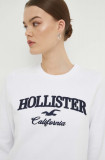 Hollister Co. bluza femei, culoarea alb, cu imprimeu
