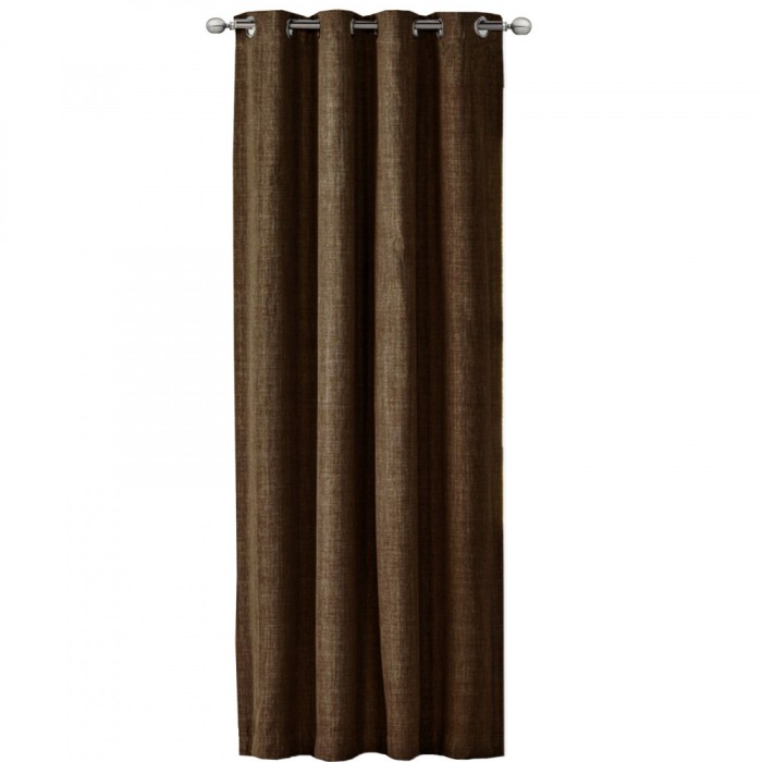 Draperie Elfie Opac cu inele Jemidi, 140 x 245 cm, Maro, Poliester, 55279.17.01