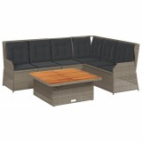 Set mobilier de gradina cu perne, 5 piese, gri, poliratan