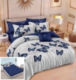 Cumpara ieftin Lenjerie Pat Camila Sx081, Bumbac, 6 Piese, Cu Elastic, Albastru, Imprimeu