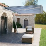 VidaXL Copertină autonomă retractabilă manual, albastru/alb 500x350 cm