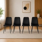Set 4 scaune dining Artool Lava, catifea neagra, picioare metalice
