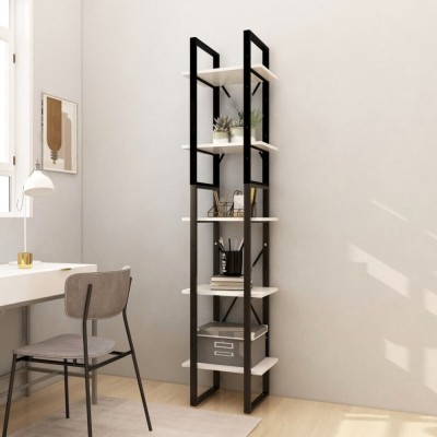 Gossi biblioteca cu 5 rafturi, alb, 40x30x175 cm, lemn masiv de pin foto