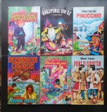 6 cărți povești: Morcoveață-Renard*Vrăjitorul din Oz-Frank Baum*Pinocchio-Collodi*Robinson Crusoe-Defoe*Cheița de aur Buratino*Prinț și cerșetor-Twain