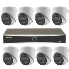 Sistem supraveghere IP 4K Hikvision 8 camere 8MP IR 30m lumina alba 30m microfon Smart Hybrid Light, NVR 8 canale PoE 12MP AcuSense SafetyGuard Survei