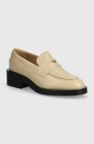 BOSS mocasini de piele Iryna femei, culoarea bej, cu toc plat, 50523445