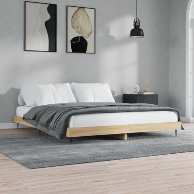 vidaXL Cadru pat fără saltea stejar sonoma 140x200 cm lemn prelucrat foto
