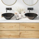 Gossi lavoare 2 buc negru lucios &Oslash;42x14 cm ceramic
