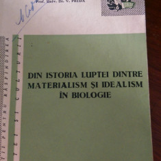 Din istoria luptei dintre materialism si idealism in biologie V.Preda 1960