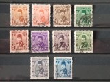 Set 10 Timbre Egipt 1937-1944 - Regele Farouk I cu Fes, Serie Uzuală Completă 1m-22m (Mi. 208-217) - Ștampilate -A70