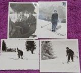 Set de 4 Fotografii, Stella, mama lui Geo Litarczek, parintele radiologiei romanesti, la schi la Predeal, 1935
