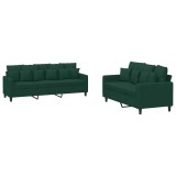 Cumpara ieftin Set de canapele cu perne, 2 piese, verde inchis, catifea