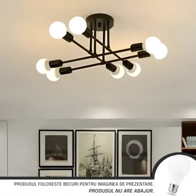 Lustra Modernist Octa 8, 8x E27, Negru, Design Modern foto