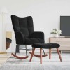 VidaXL Scaun balansoar cu taburet, negru, catifea 328156