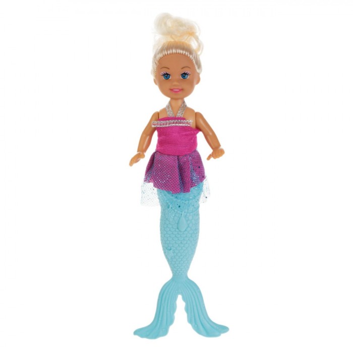 Păpușă Manechin, Baby Mermaid, Cu Coada Detasabilă, Rochie Fucsia, Păr Blond, 21 cm