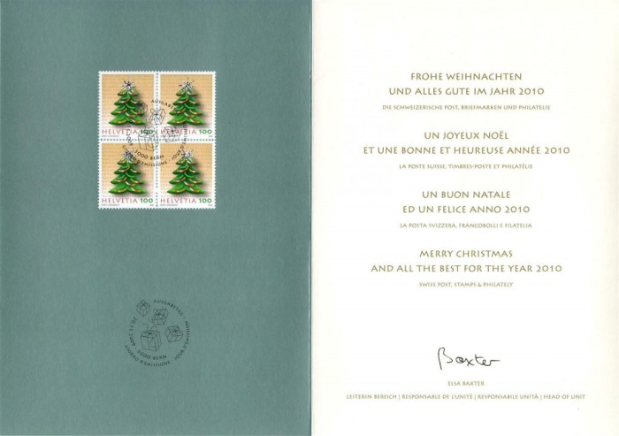 ELVETIA 2008 CRACIUN , PLIANT CU STAMPILA SPECIALA