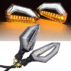 Set 2 lampi Semnalizare Moto cu LED, cu 2 functii, pozitie si semnalizare, 12V AVX-T181220-1