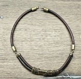 LANT TRIBAL VINTAGE LUCRAT MANUAL DIN PIELE NATURALA, ALAMA SI CUPRU