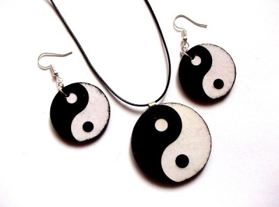 set bijuterii lemn cu Yin Yang 40850 foto