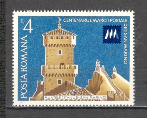 Romania.1977 100 ani marca postala din San Marino CR.341
