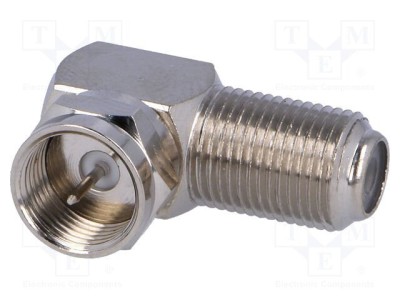 Adaptor F soclu &amp;icirc;n unghi 90&amp;deg; 75&amp;Omega; polipropilenă 1GHz AMPHENOL RF foto
