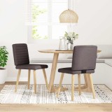 vidaXL Scaune de masă, 2 buc., maro &icirc;nchis, material textil