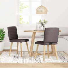 vidaXL Scaune de masă, 2 buc., maro &icirc;nchis, material textil