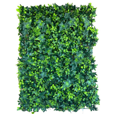 Gard viu artificial, gradina verticala cu frunze verzi, panou 40x60 cm foto