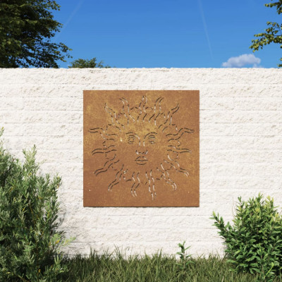 vidaXL Decor perete de grădină 55x55 cm design soare oțel Corten foto