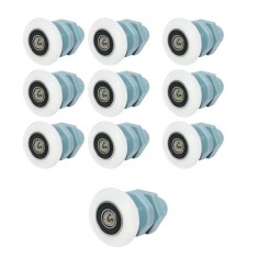 Set 10 role pentru dus, Nylon/Inox, 25 mm, Albastru