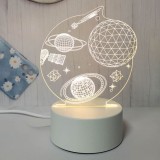 Lampa de Veghe LED 3D, Model Spațiu, Alimentare USB, Alb
