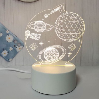 Lampa de Veghe LED 3D, Model Spațiu, Alimentare USB, Alb foto