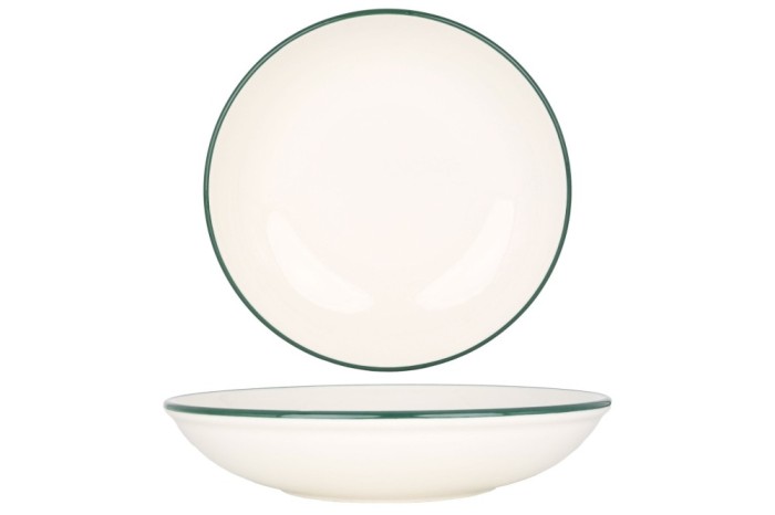 Rinart Farfurie ad&acirc;ncă - Green Edge - Porţelan - 20 cm (650cc) - set de 6