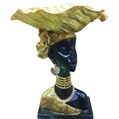 Ornament decorativ, Africana cu suport pentru bijuterii, Auriu, 22 cm, LY231906