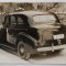 AUTOMOBIL DE EPOCA , INMATRICULAT IN BUCURESTI , PE STRADA, IARNA , FOTOGRAFIE MIJLOCUL SEC. XX